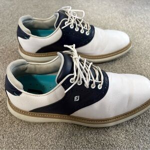FootJoy Traditions White and Navy Leather Golf Shoe